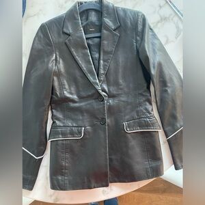 black leather blazer jacket size 6